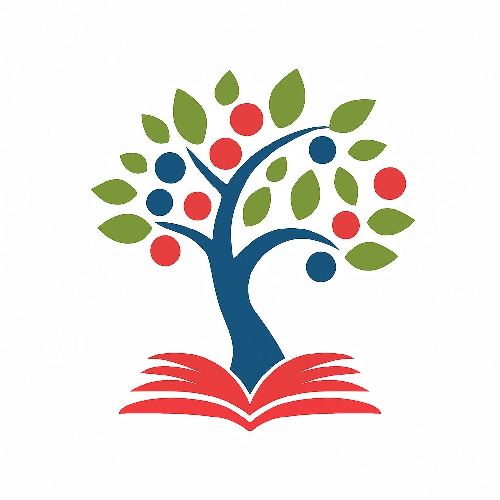 Vibrant Stylized Tree and Open Book Logo Design