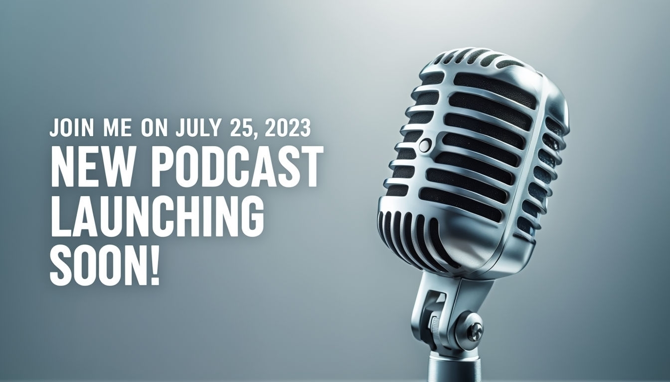 Vintage Microphone Podcast Launch Announcement Social Media Post