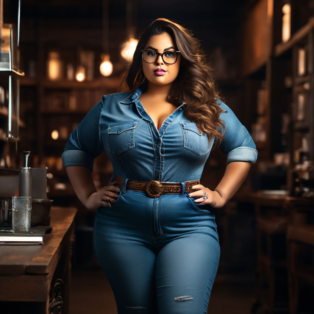 Portrait photo of a Heavily overweight 24 year old Latina. Large flabby  stomach. Brown leather belt with Knitted twist details (Pale lilac button  up Dress with intricate details