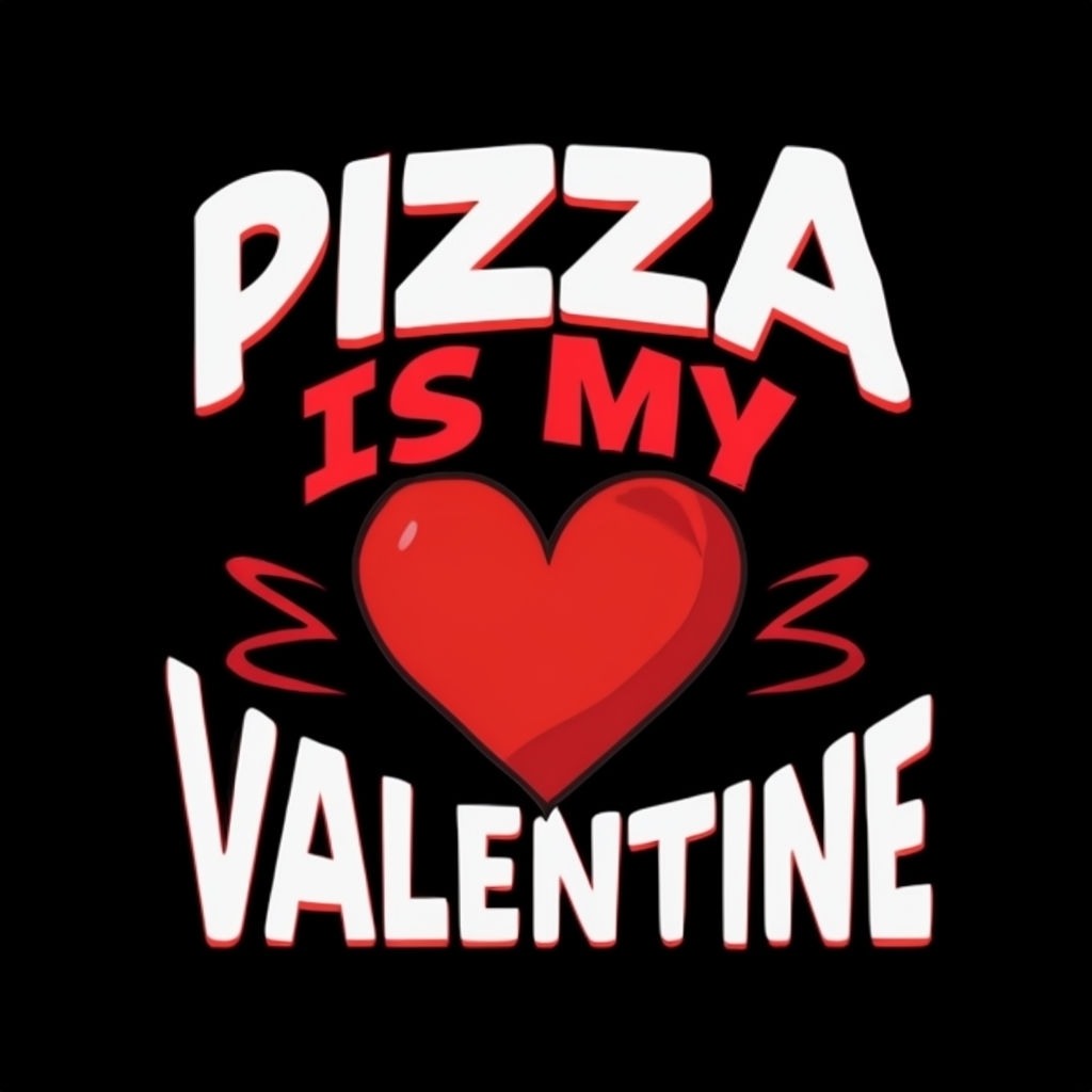 Pizza Is My Valentine Graphic Design T-Shirt