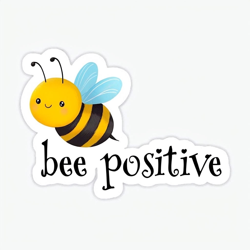 Cute Cartoon Bee Positive Sticker with Whimsical Design