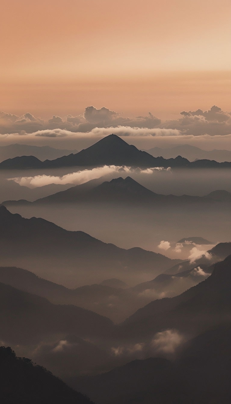 Tranquil Sunset Mountain Range Landscape Photography Mobile Wallpaper