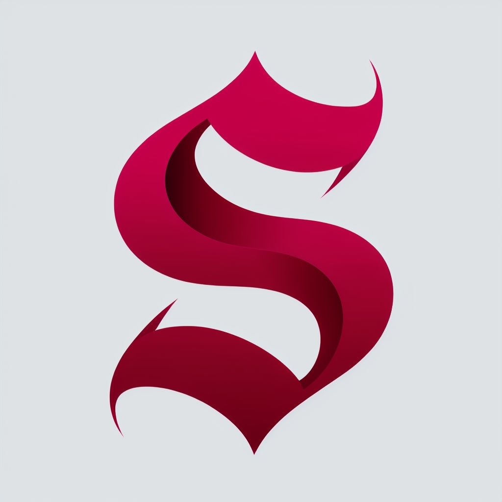 Stylized Crimson Red Letter S Graphic Design Monogram