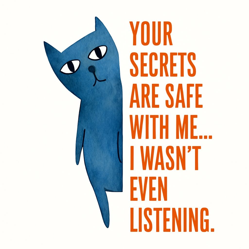 Whimsical Navy Blue Cat with Humorous Quote Sticker