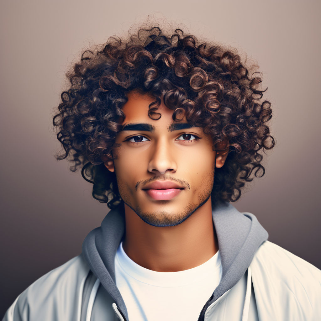 25-year-old brown man with curly hair realistic by Pedro Henrique ...