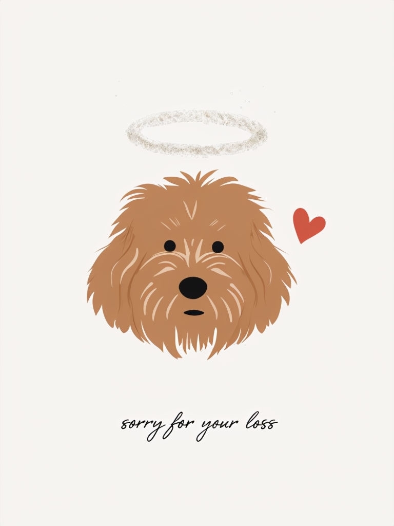 Fluffy Brown Dog with Halo Sorry for Your Loss Card