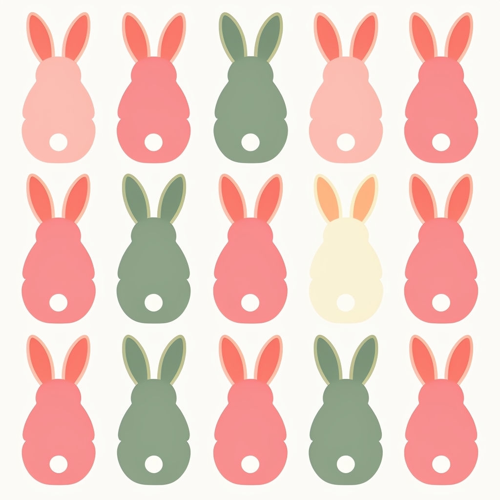 Pastel Rabbit Silhouettes Pattern on Ivory Background Seamless Pattern