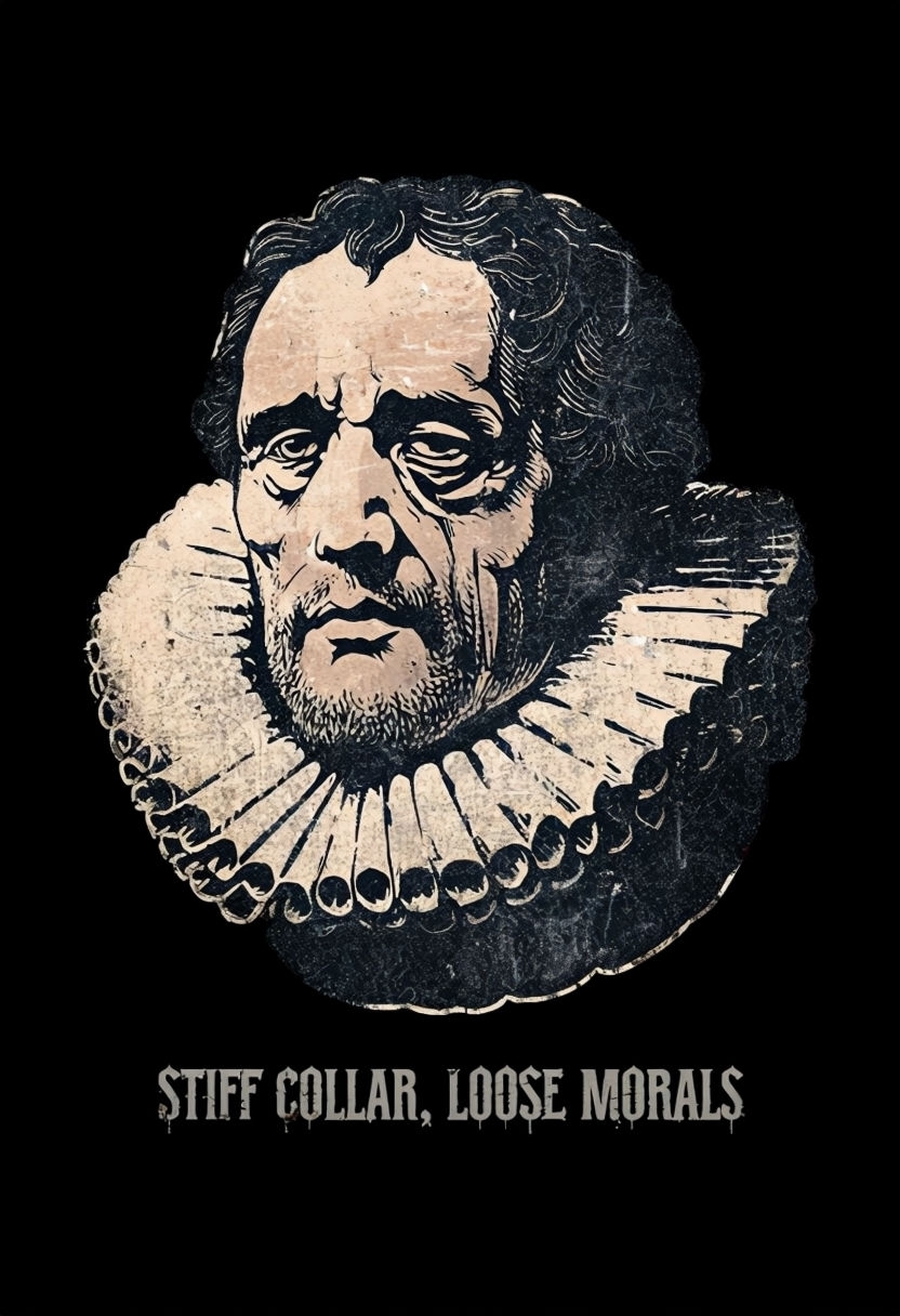Vintage Stiff Collar Loose Morals Portrait T-Shirt Design