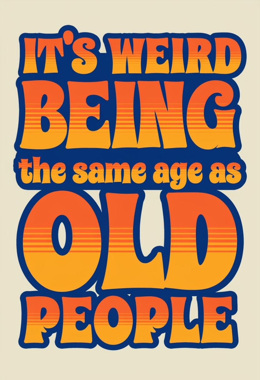 Humorous Retro Typography Poster on Aging and Perspective