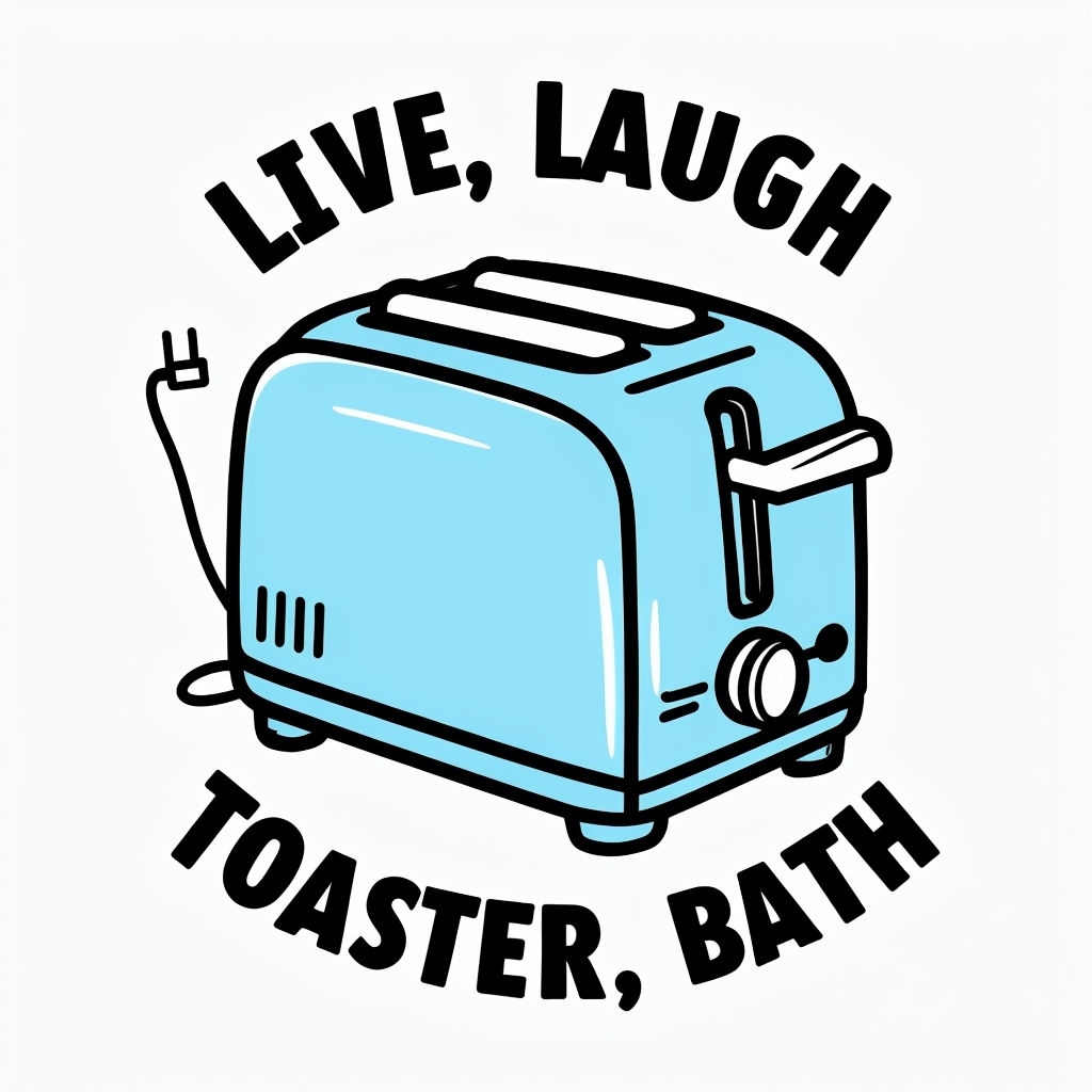 Playful Light Blue Toaster Cartoon Illustration Sticker