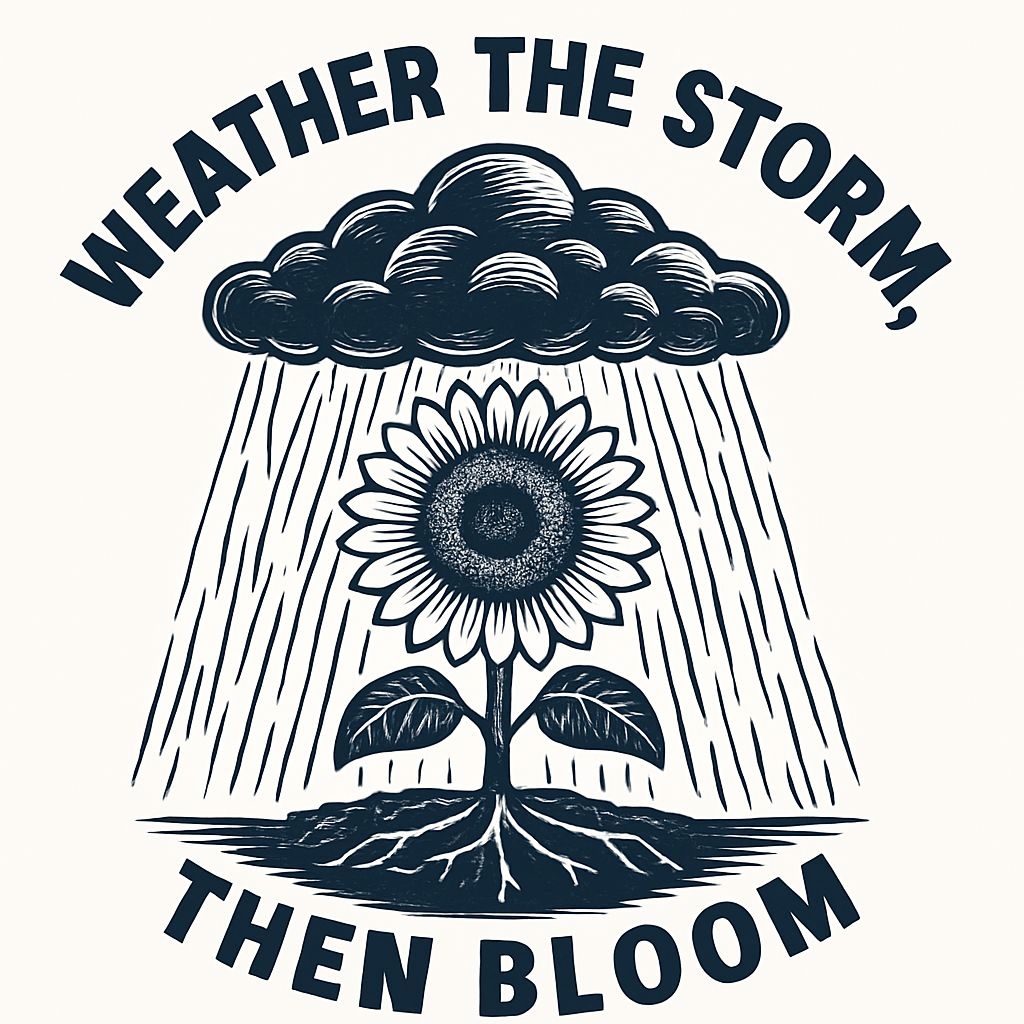 Vintage Sunflower Weather the Storm Motivational Illustration Mug
