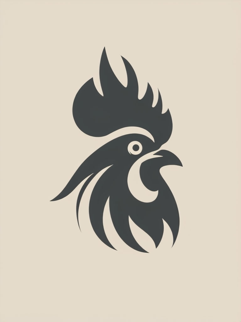 Minimalist Dark Gray Rooster Head Logo