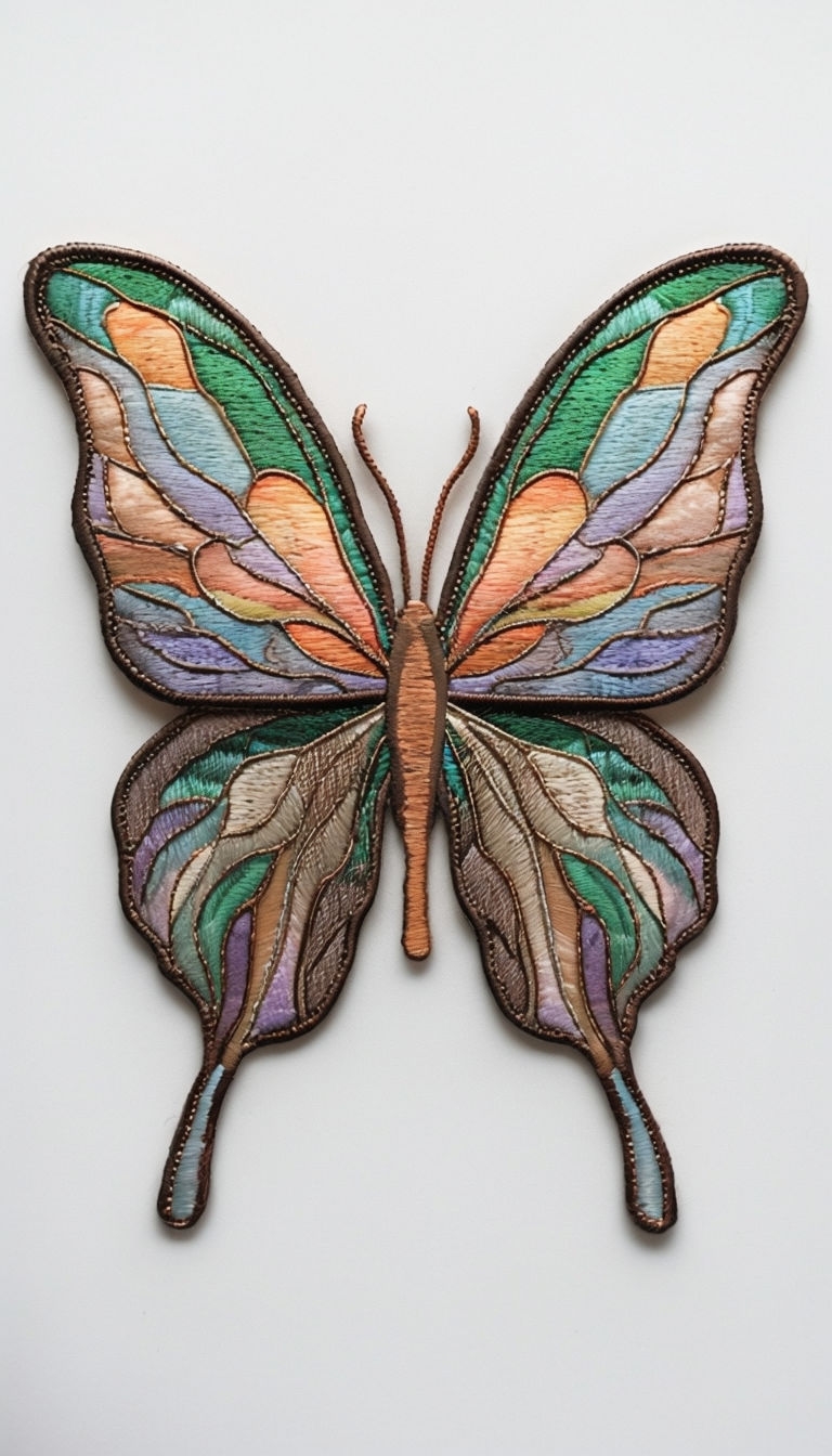 Elegant Emerald Butterfly Embroidered Patch Design Phone Case Cover