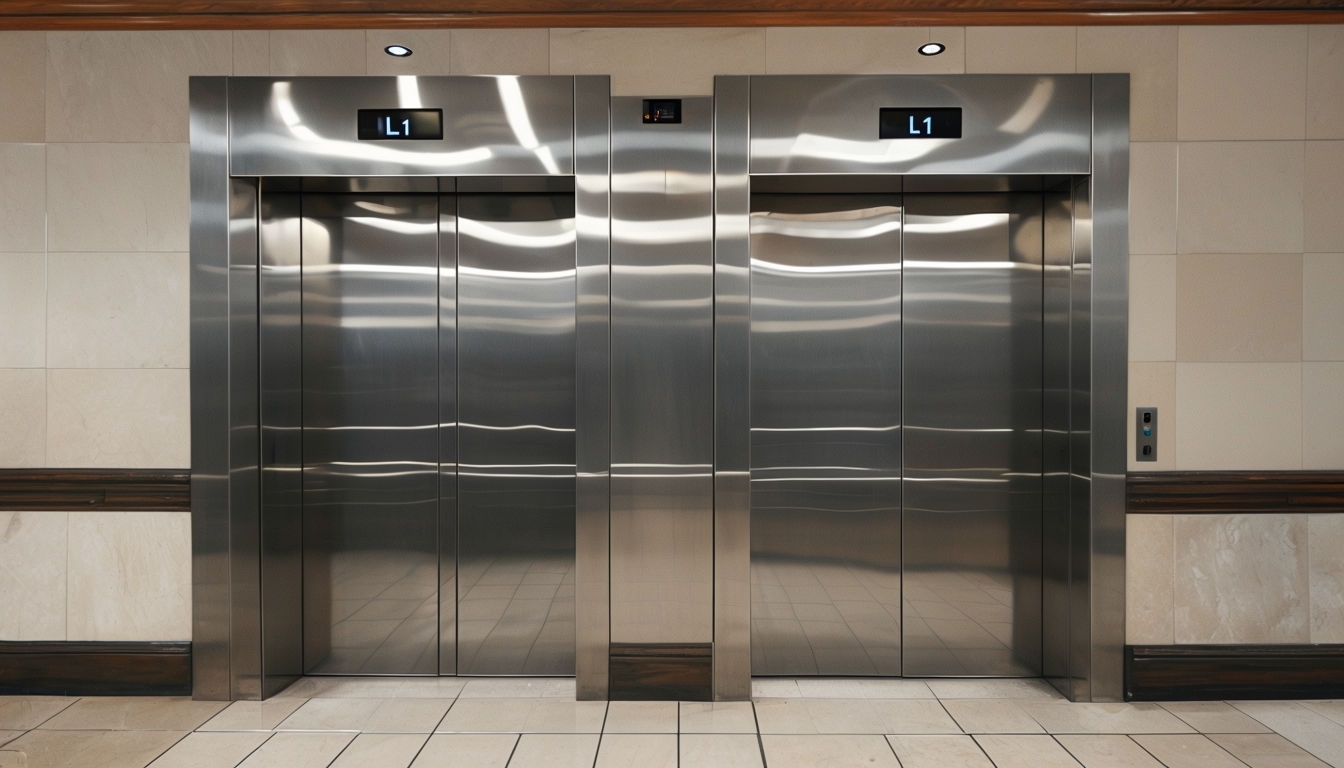 Modern Polished Stainless Steel Elevator Interior Backgrounds