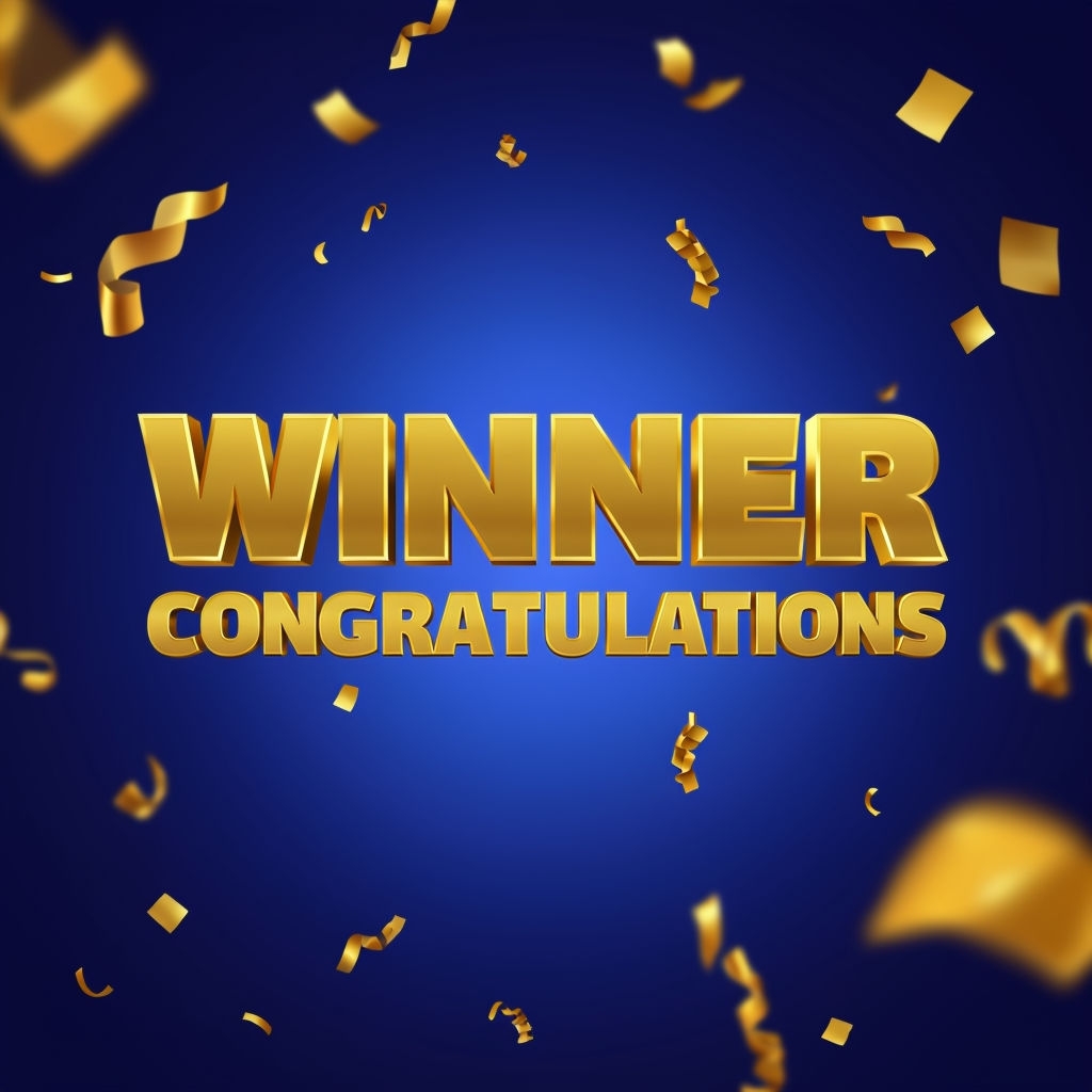 Celebratory Winner Congratulations Graphic with Gold Confetti Social Media Post