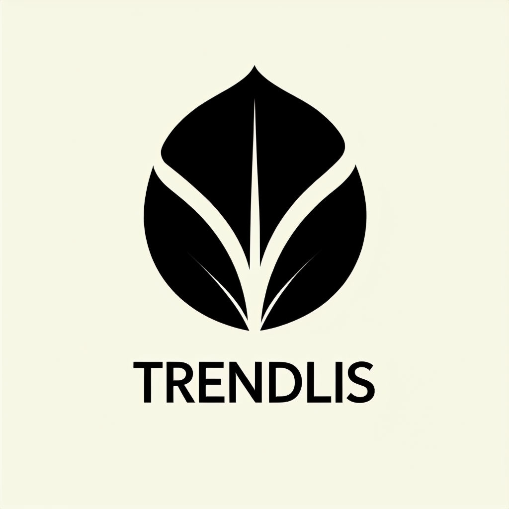 Minimalist Black Leaf Design with TRENDLIS Text Logo