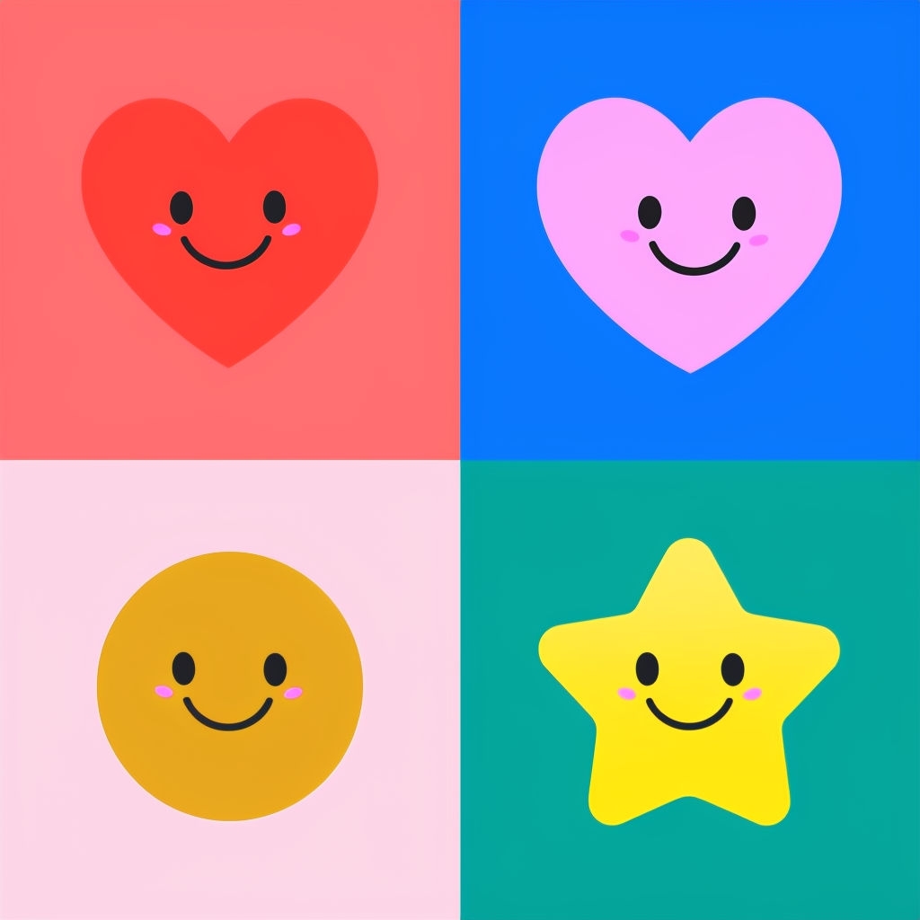 Colorful Cartoon Emoji Shapes Seamless Pattern Design