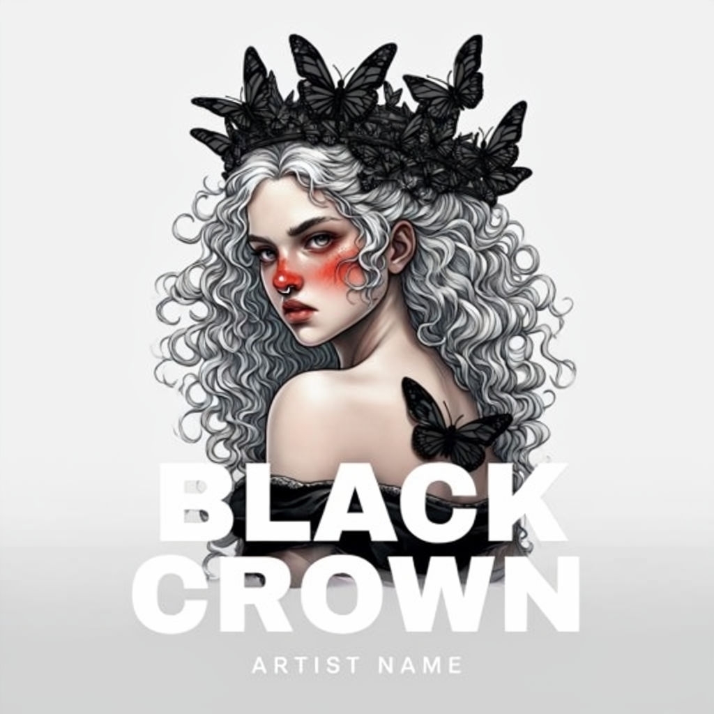 Magical Black Crown Warrior Woman Album Cover Design