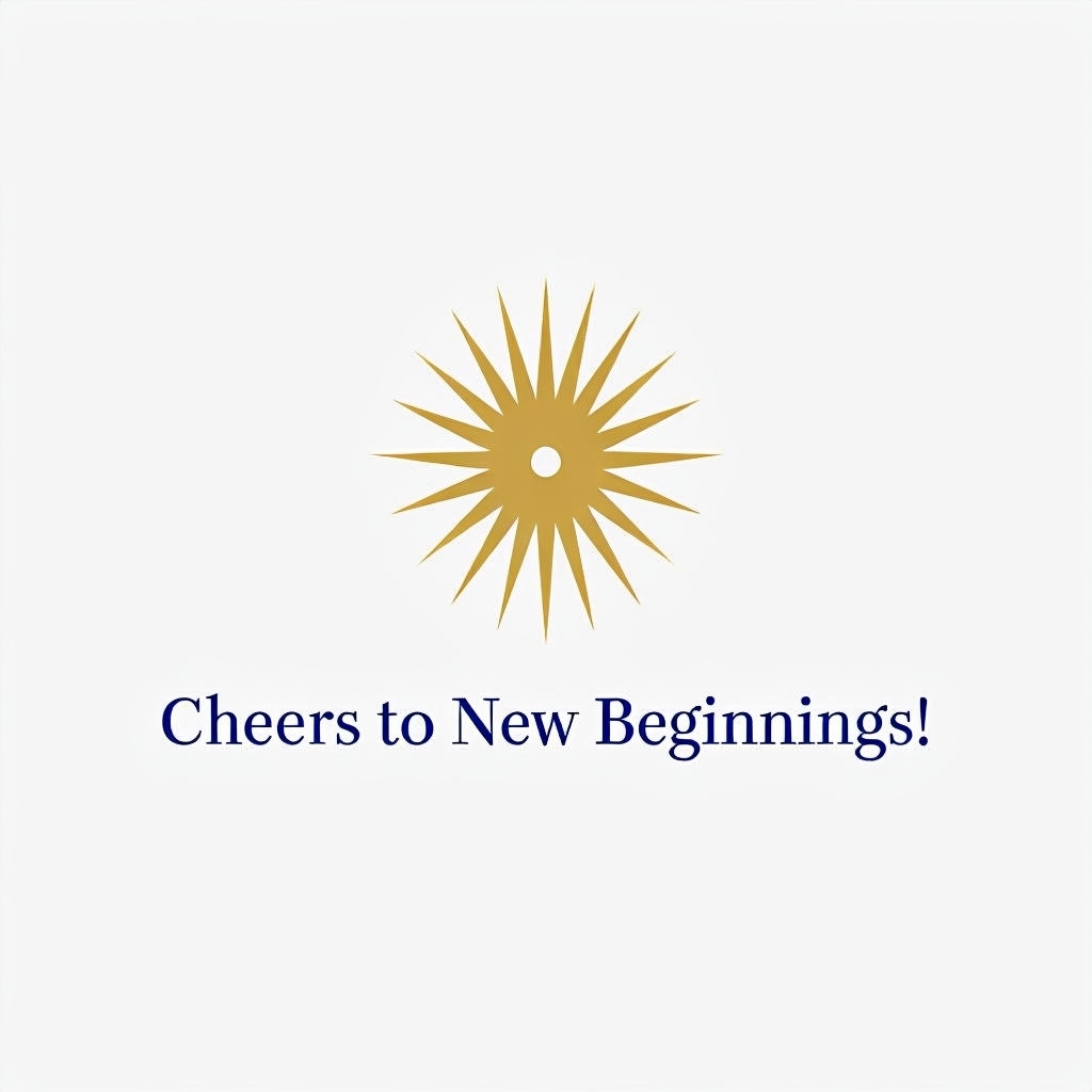 Elegant Gold Starburst Cheers to New Beginnings Sticker