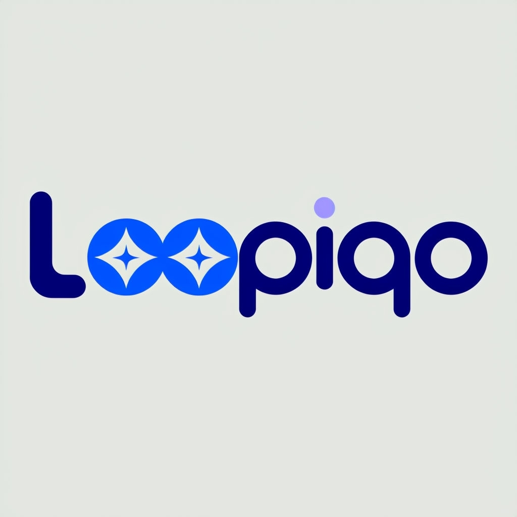 Minimalist Loopiqo Logo with Blue Circular Elements Design