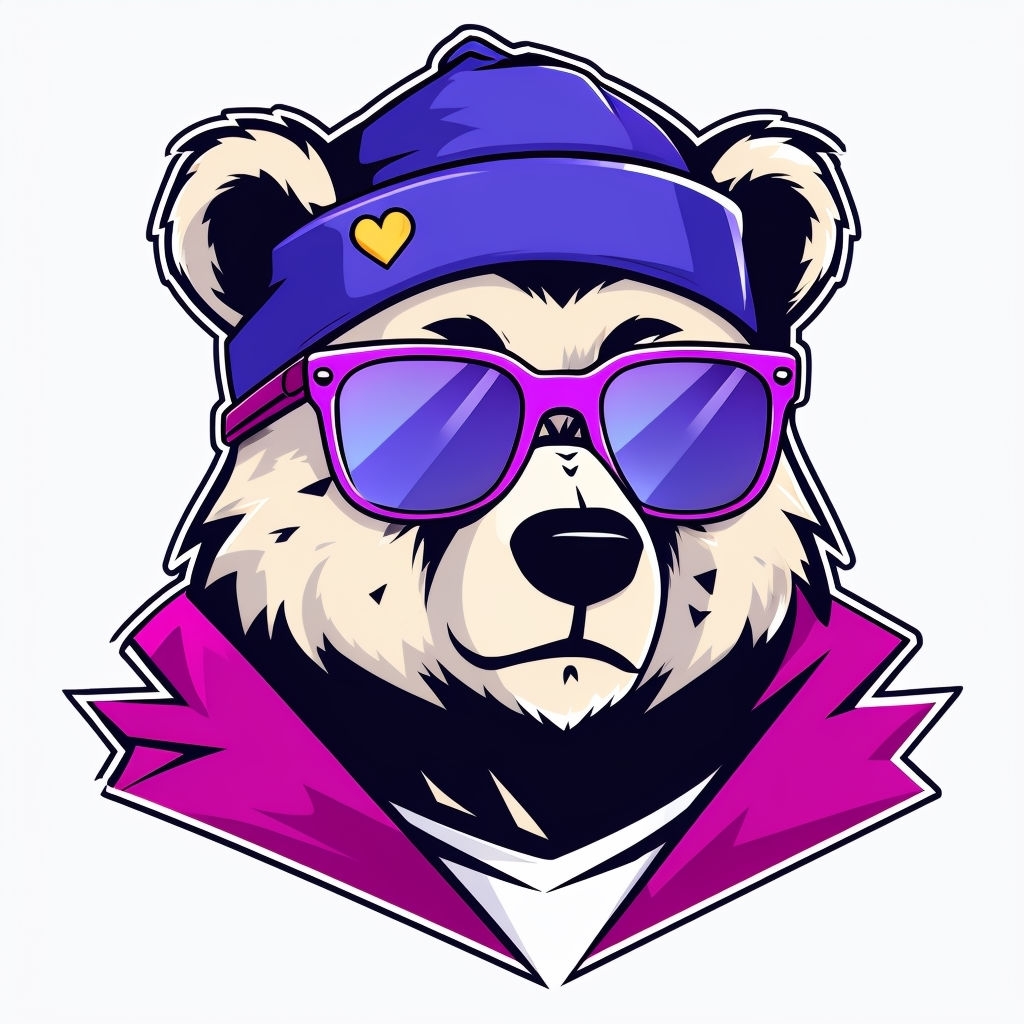 Cool Cartoon Bear Head with Sunglasses and Beanie Sticker