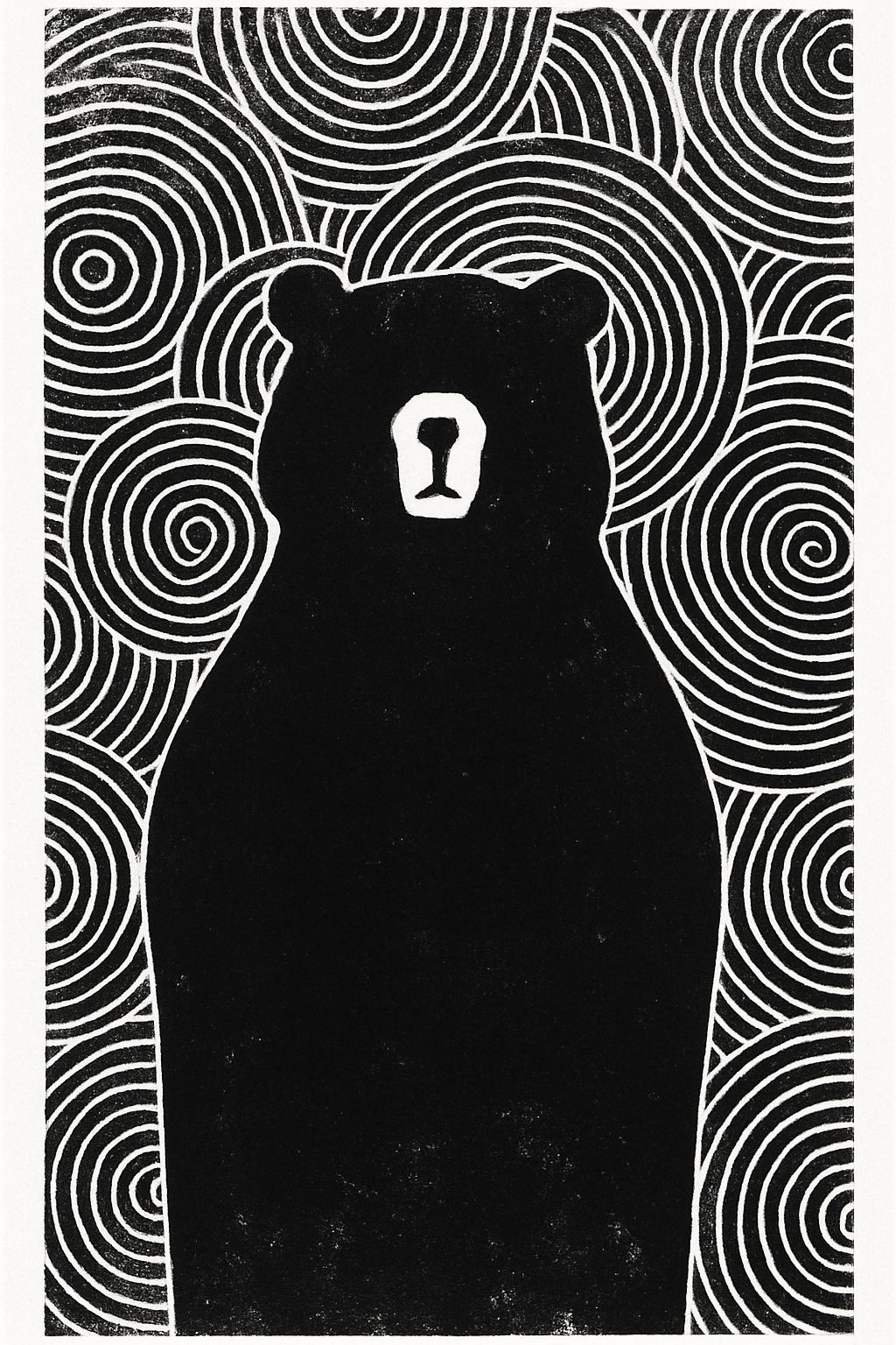 Stylized Black Bear with Abstract Circles Minimalist T-Shirt