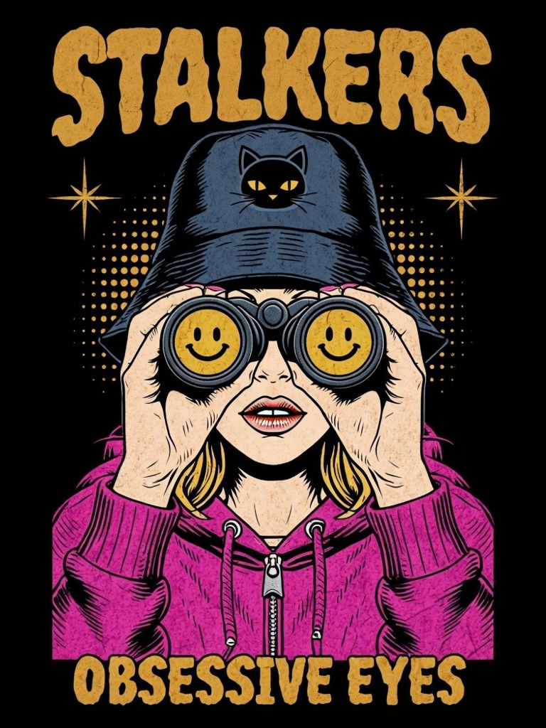 Vintage Comic Style Stalkers Female Illustration T-Shirt