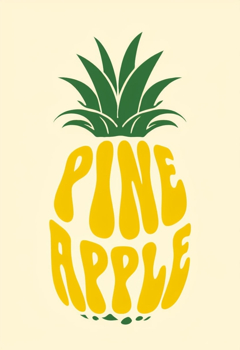 Stylized Pineapple Graphic Design with Fun Retro Vibes Poster