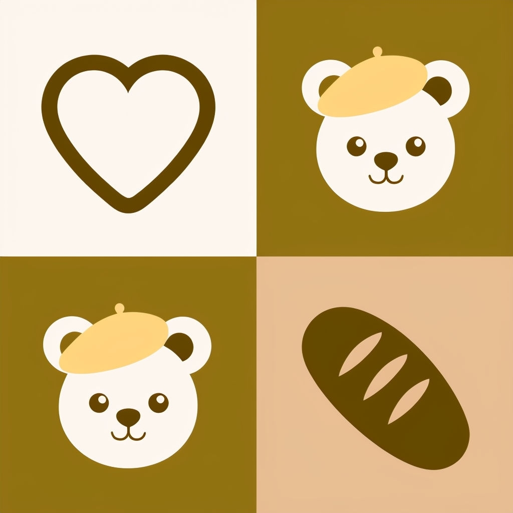 Minimalist Cute Bear and Heart Checkered Pattern Design Seamless Pattern