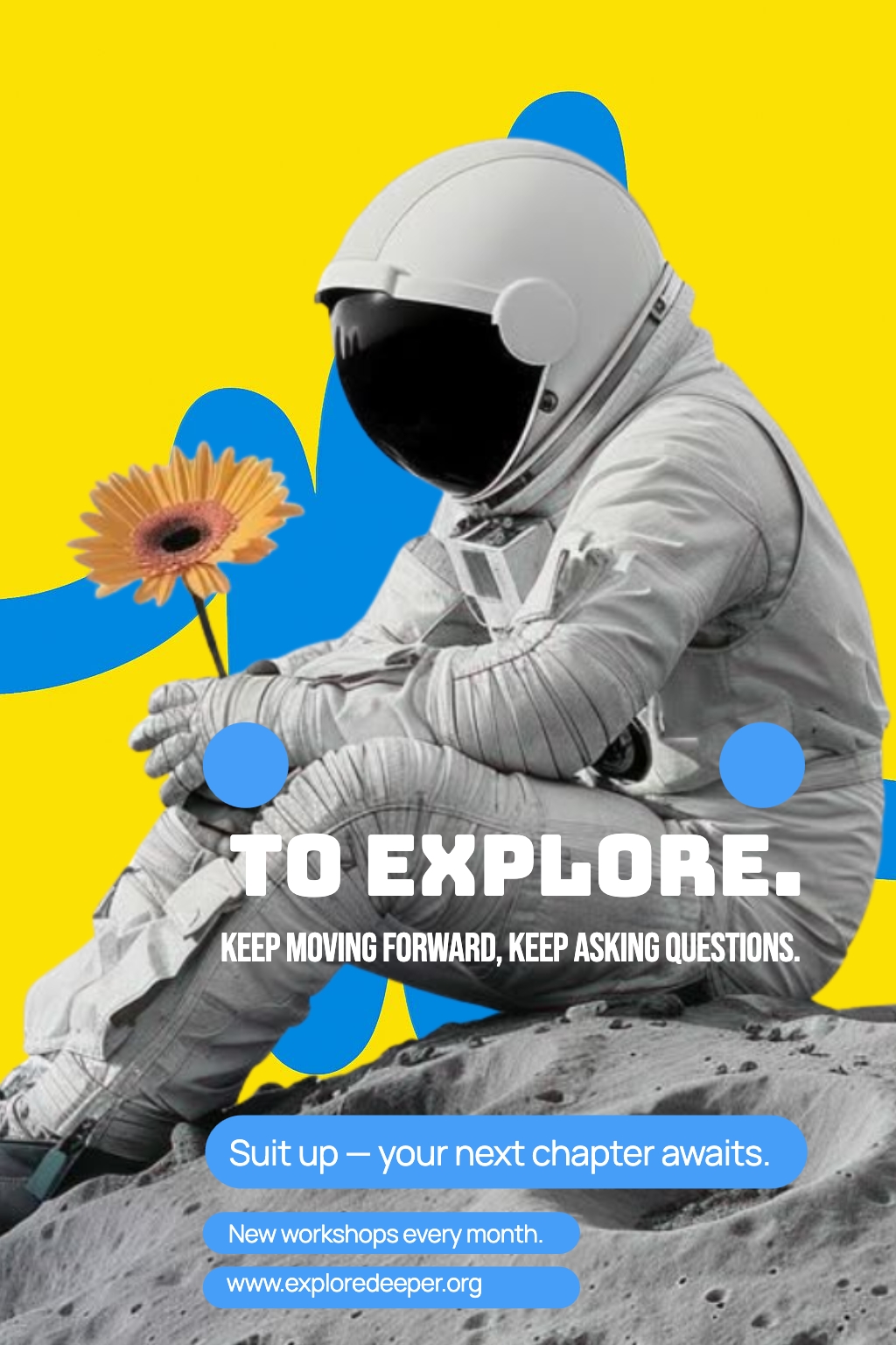 Modern Motivational Astronaut Poster with Vibrant Colors Flyer