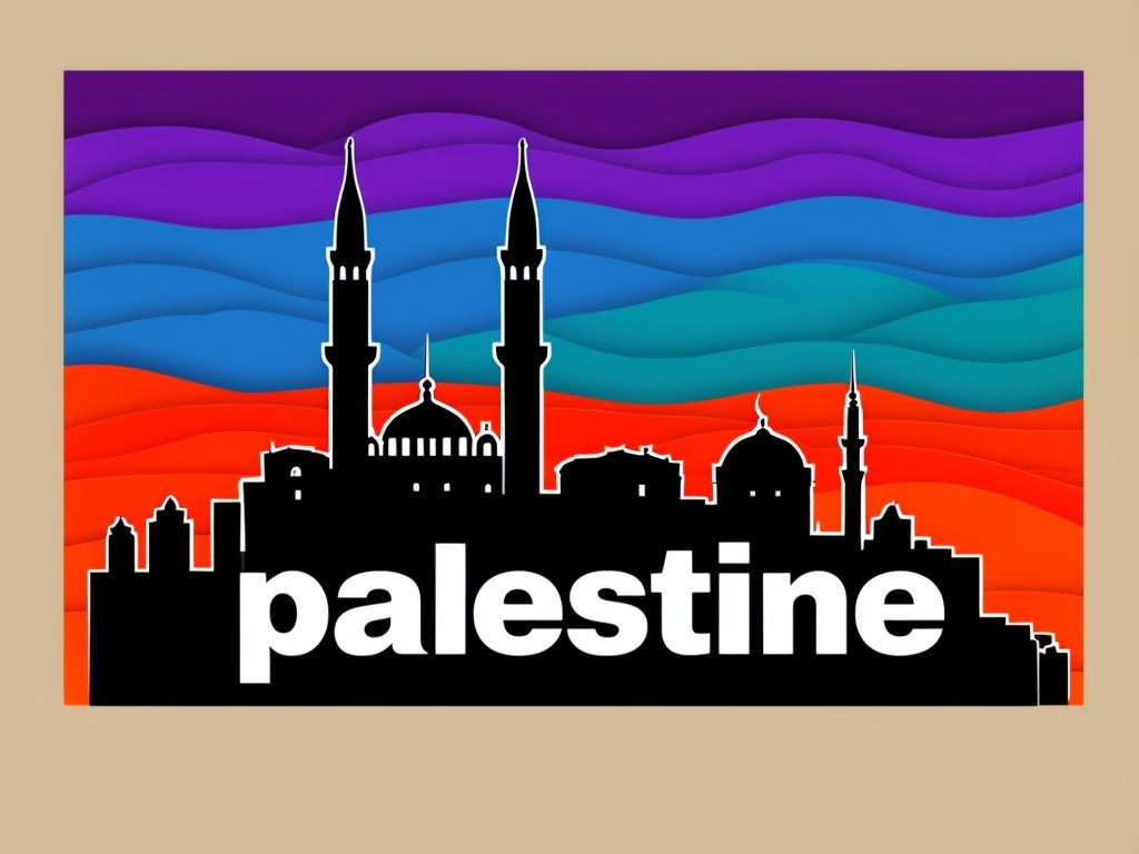 Stylized Cityscape Palestine Graphic T-Shirt