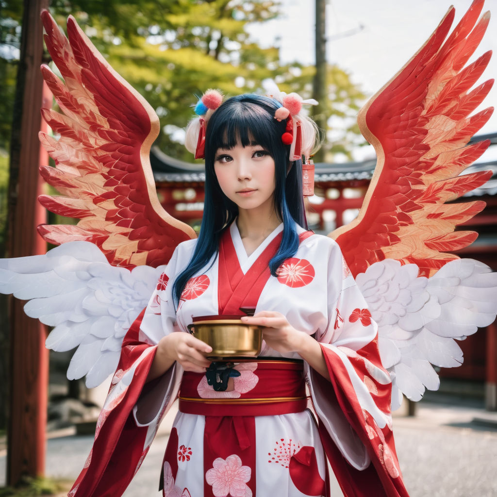 Japanese Angel Divine Costume Summer Shrine by kmk otn - Playground