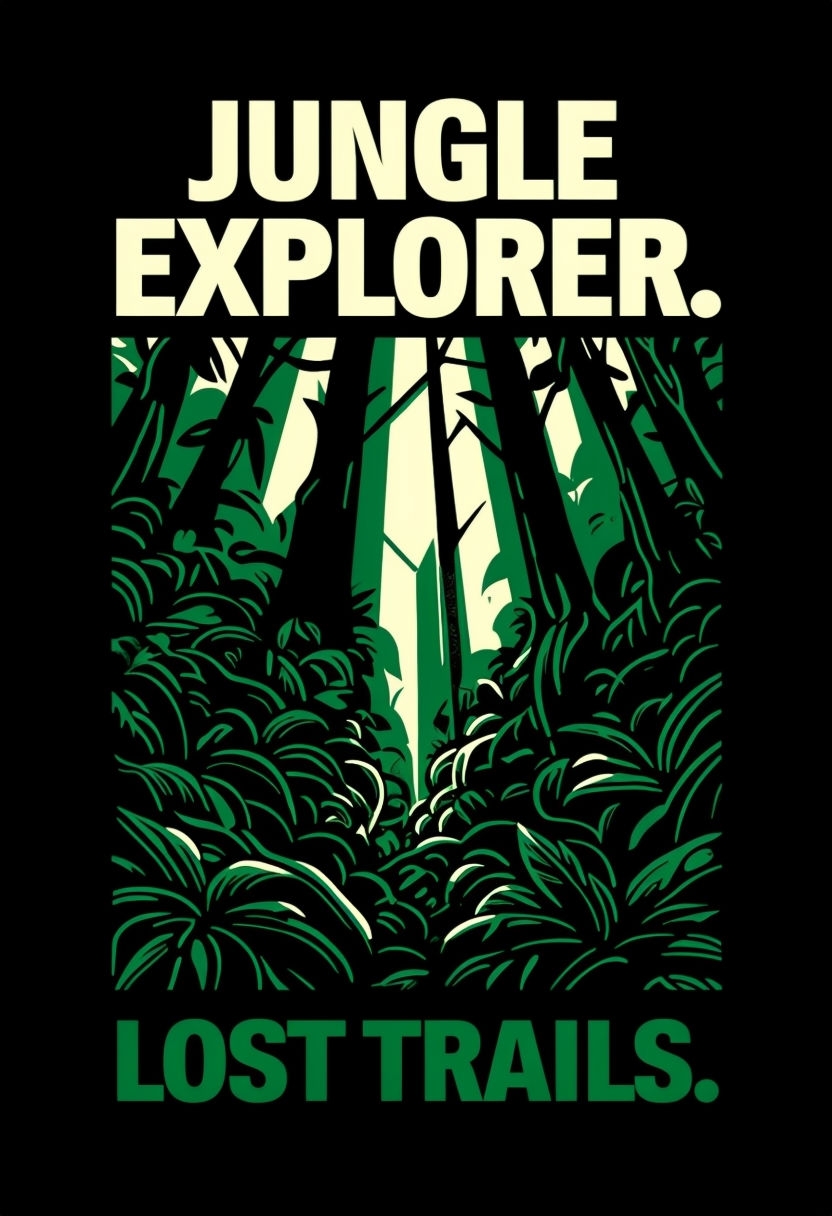 Jungle Explorer Lost Trails Graphic Illustration Poster