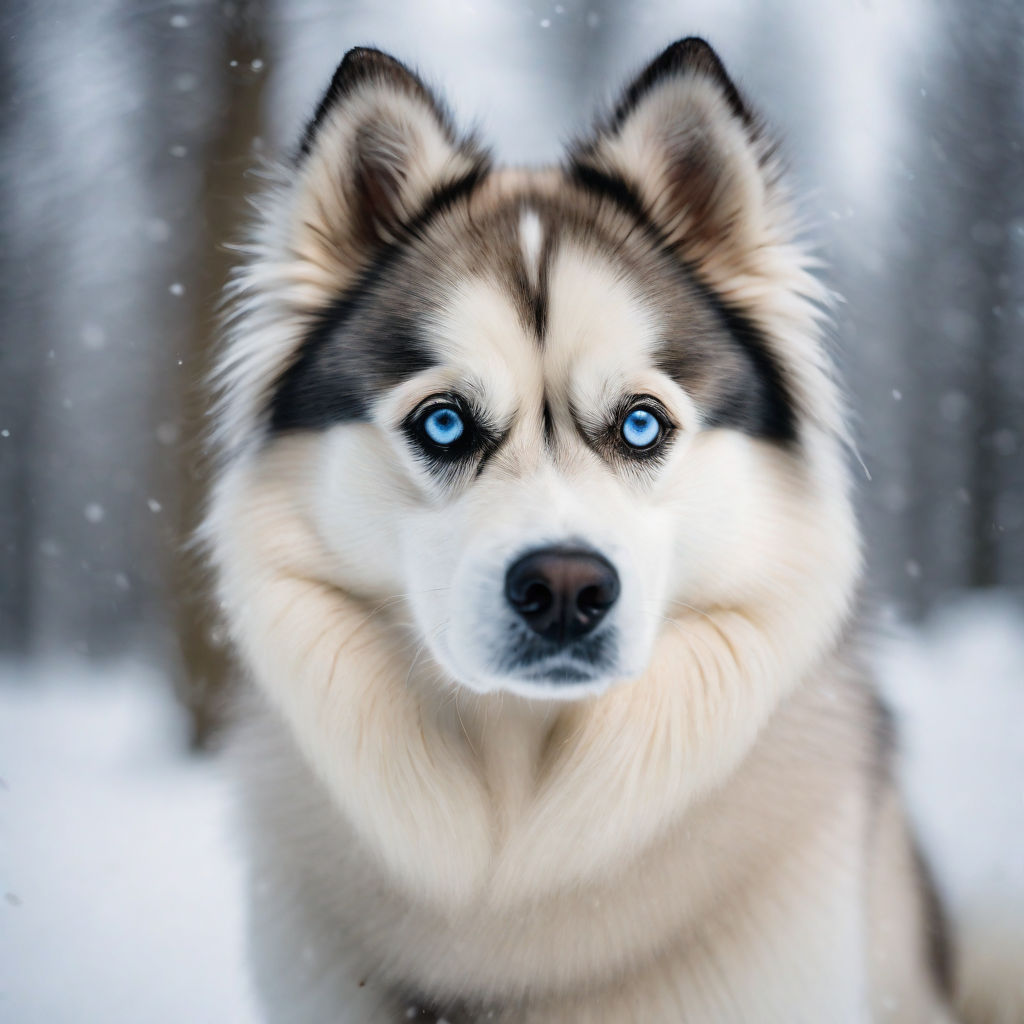 Realistic closeup photo of a real husky pekinese hybrid with... by ...