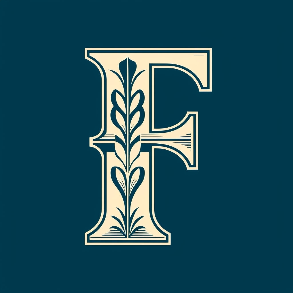 Elegant Art Deco Monogram F with Floral Patterns Sticker