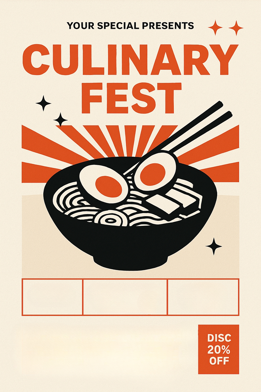 Retro Culinary Fest Ramen Bowl Promotional Poster Flyer