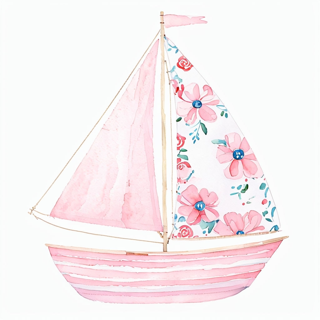Whimsical Watercolor Sailboat with Floral Sail Design Mug