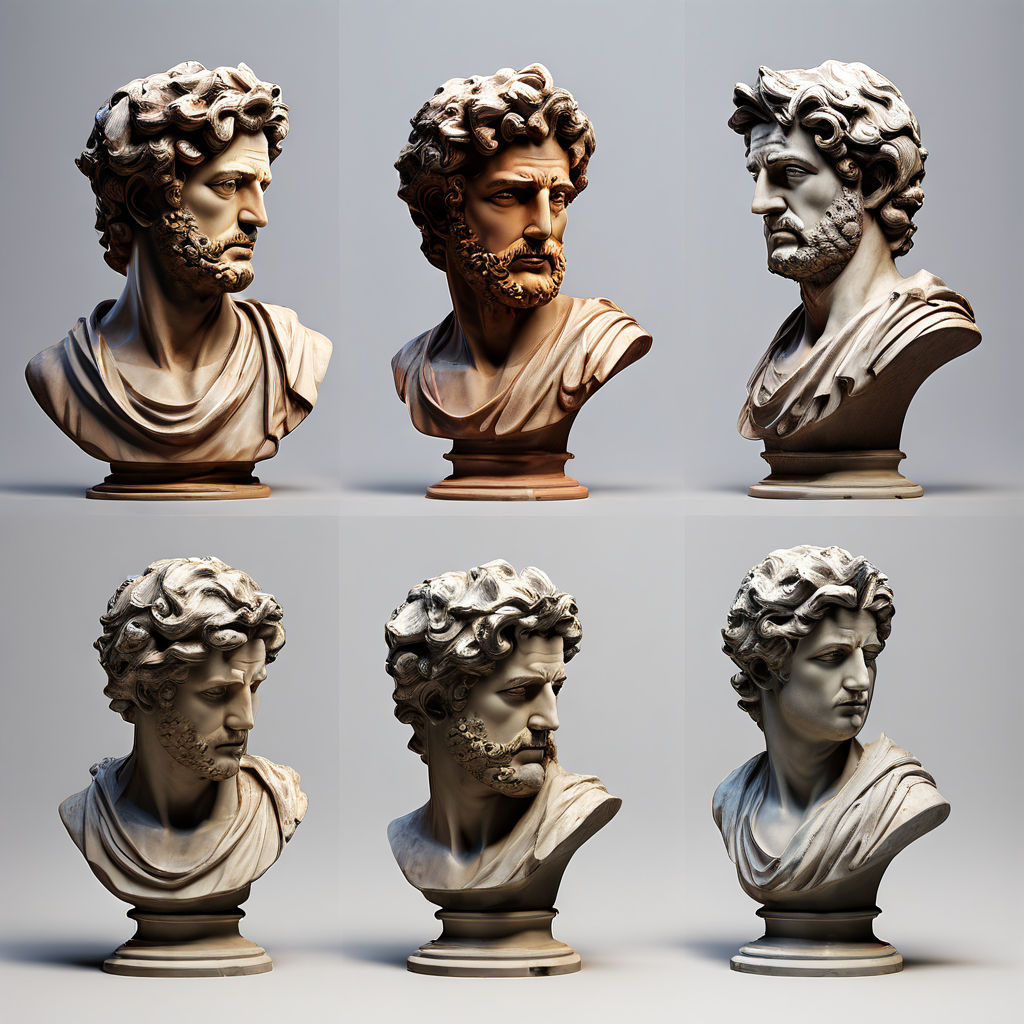 Different images of various ultrarealistic stoic statues by wilson ...