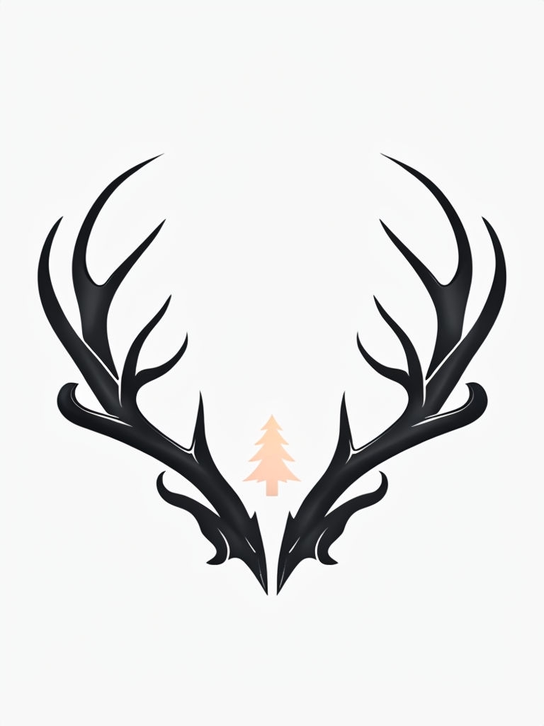 Elegant Minimalist Antlers with Christmas Tree Art