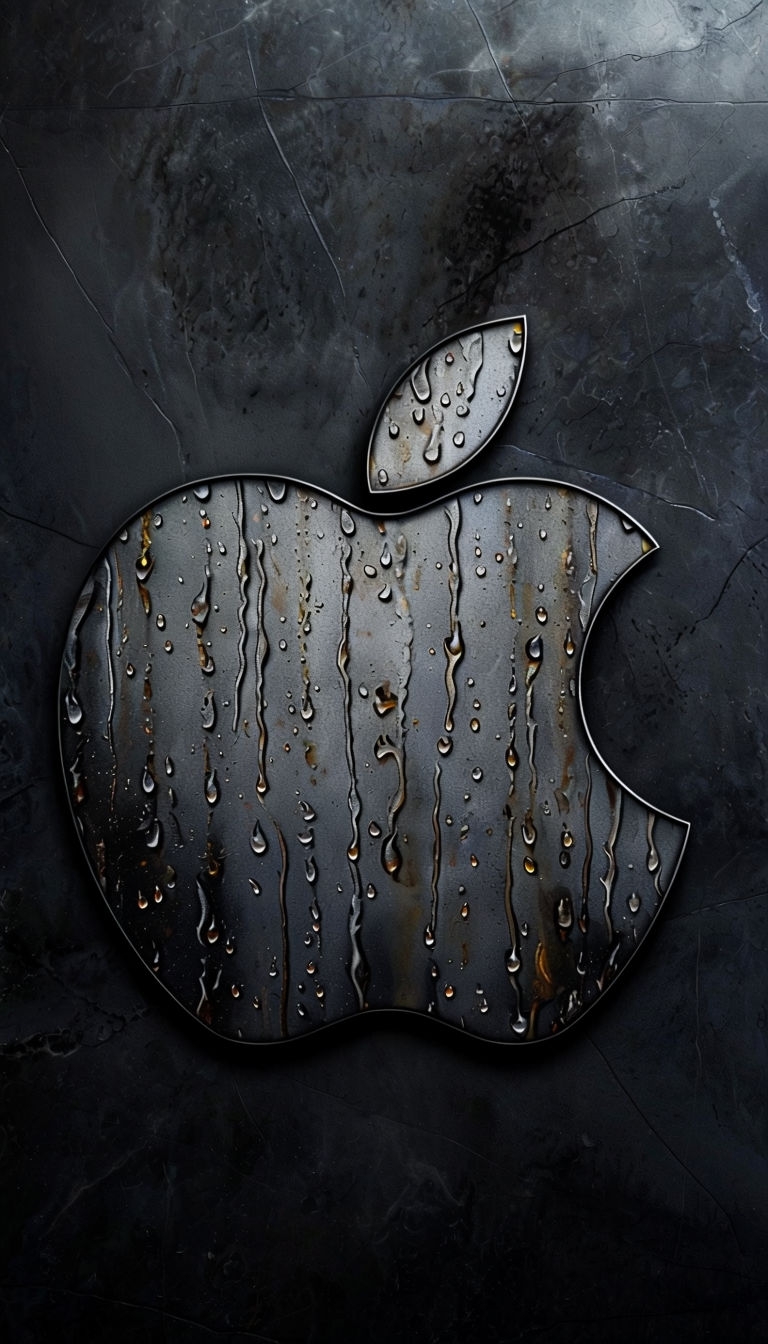 Intricate Apple Logo with Water Droplets Art