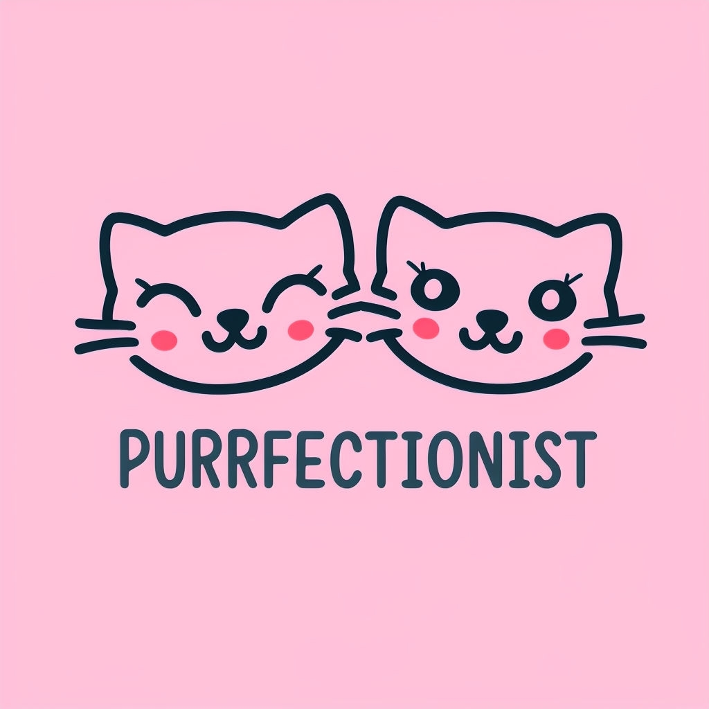 Cute Cartoon Cat Faces with Purrfectionist Text T-Shirt