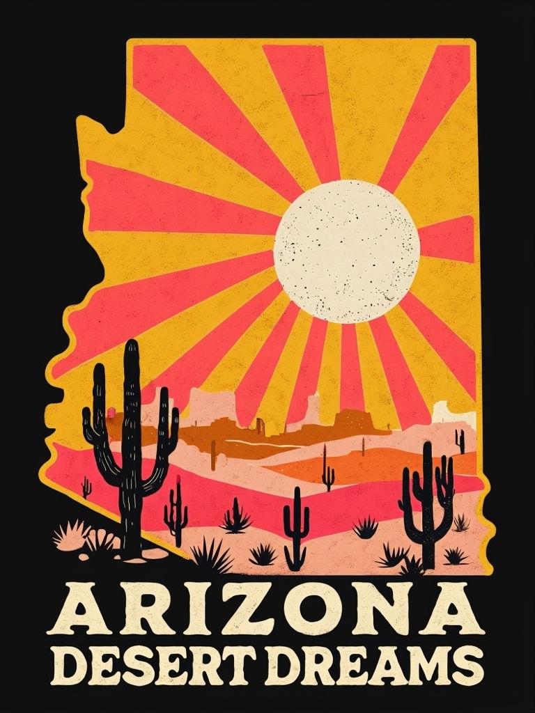 Arizona Desert Dreams Retro Landscape T-Shirt