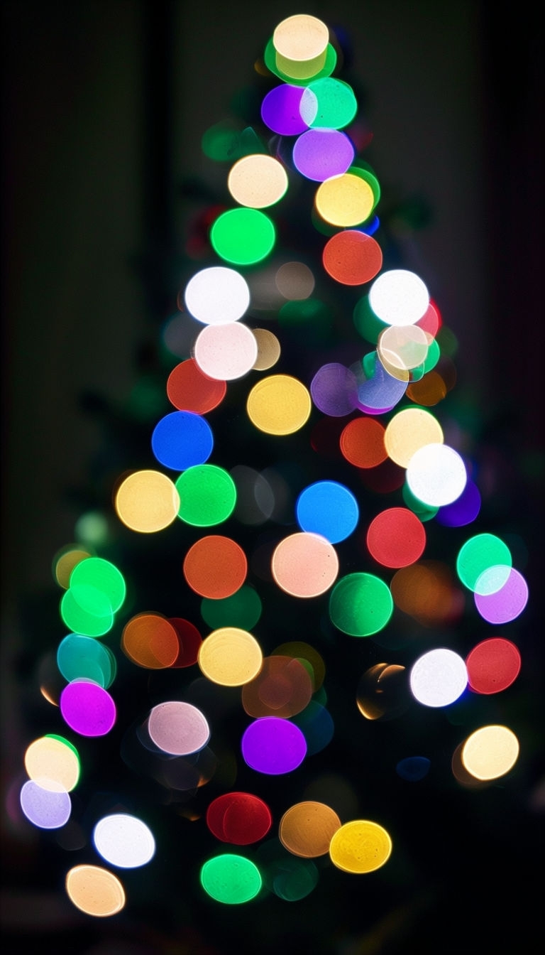 Colorful Bokeh Christmas Tree Lights Photography Mobile Wallpaper