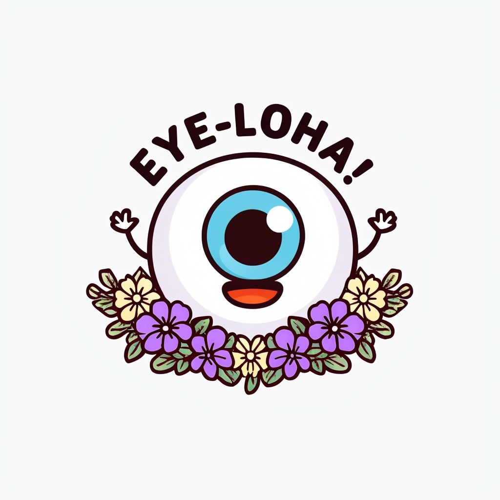 Playful Cartoon Eye Character with Floral Garlands Mug