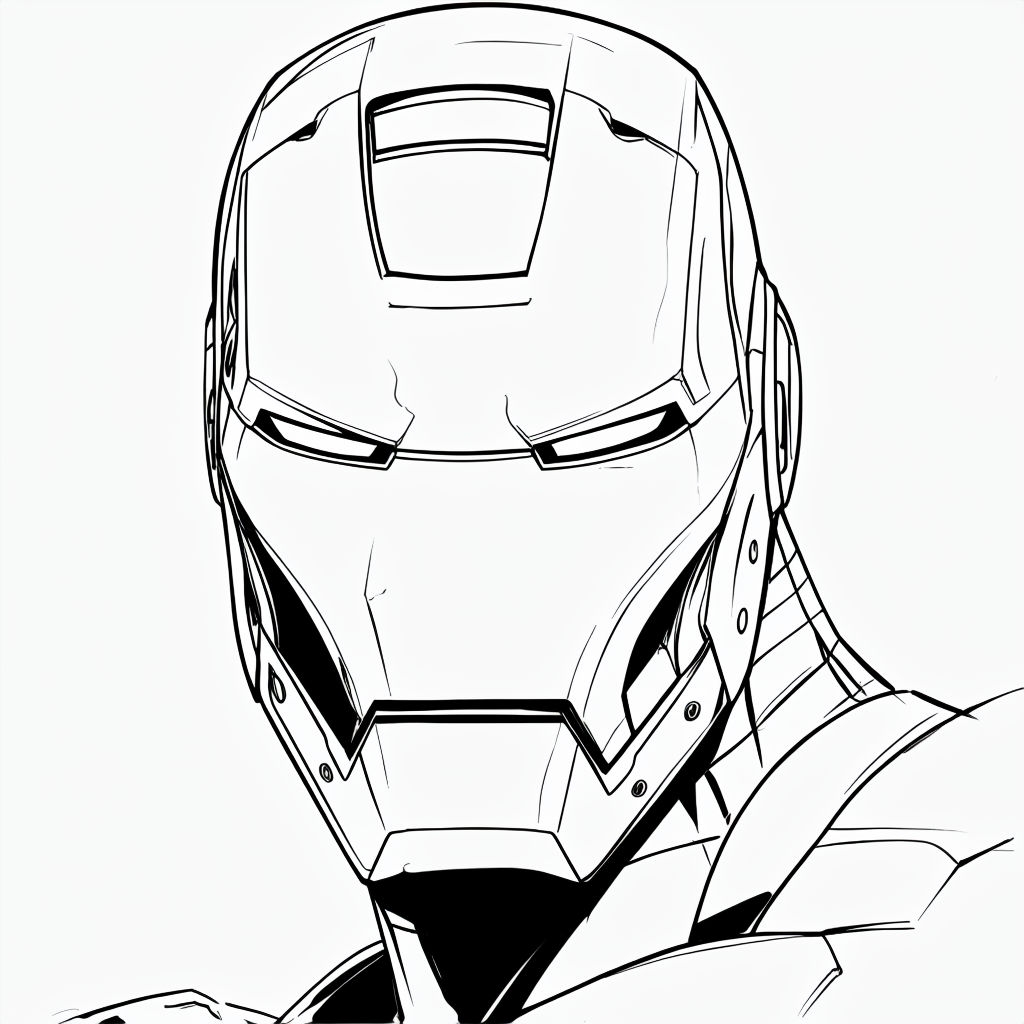 Futuristic Black and White Character Helmet Line Art Poster