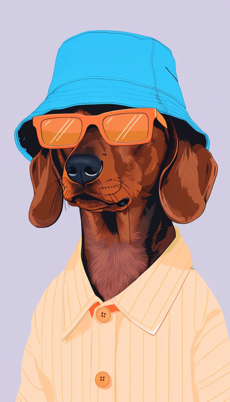 Cool Dachshund in Blue Bucket Hat and Sunglasses Phone Case Cover