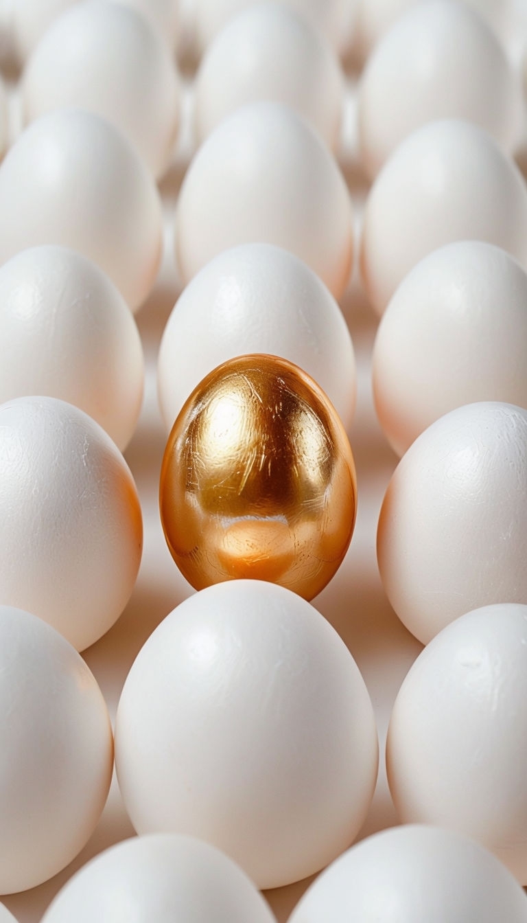 Golden Egg Among White Eggs Minimalist Photography Mobile Wallpaper