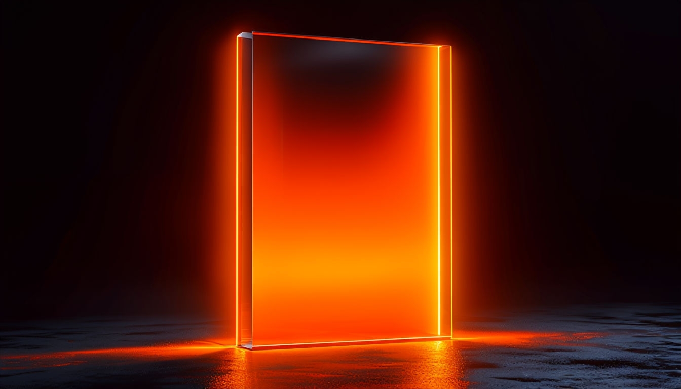 Striking Abstract Glass Panel with Neon Glow Virtual Background