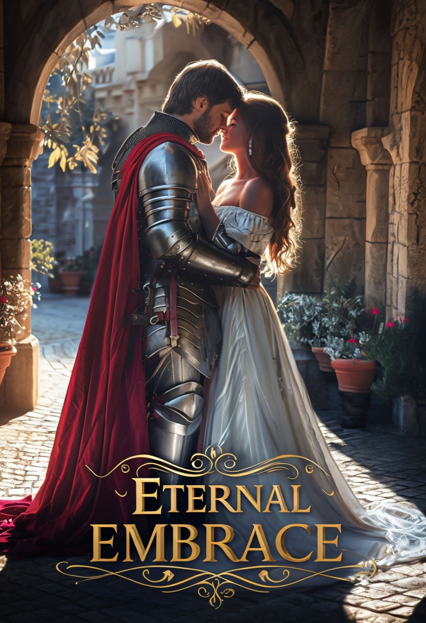 Romantic Eternal Embrace Book Cover with Knight and Lady EBook Cover