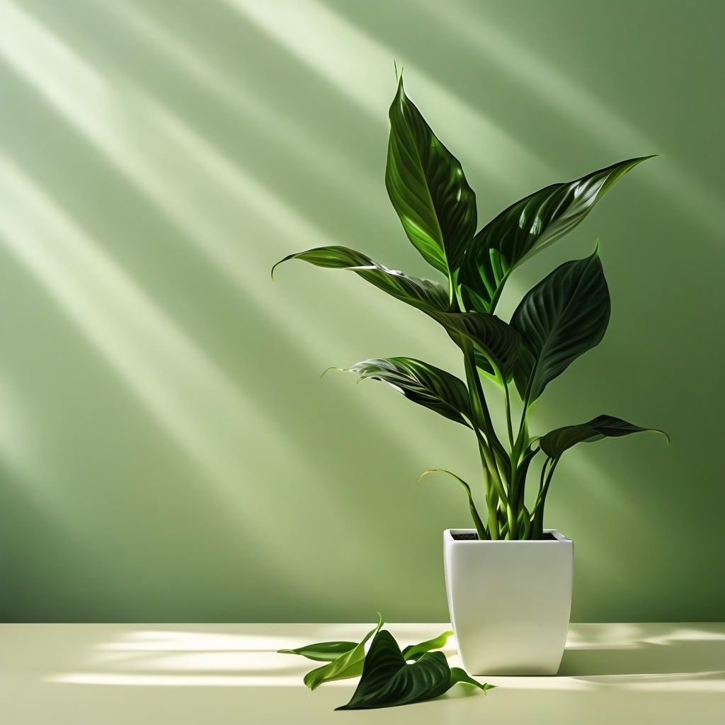 Vibrant Peace Lily in Sleek White Planter Mockup
